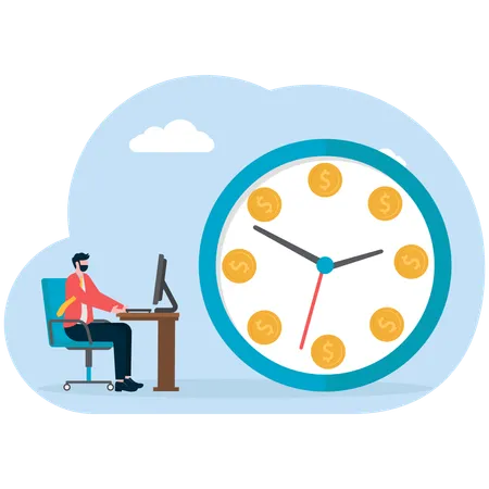 Businessman working on time  Illustration