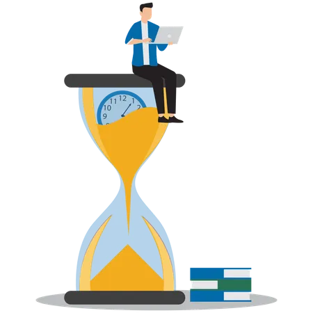 Businessman working on time investment  Illustration