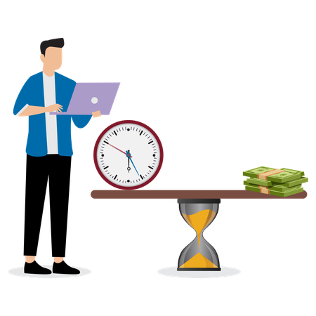 Businessman working on time investment  Illustration