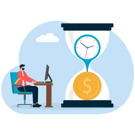 Businessman working on time investment  Illustration