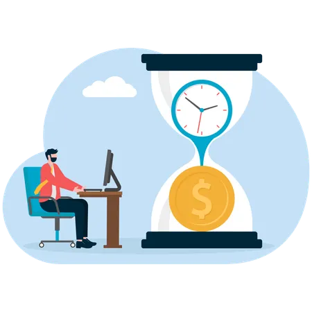 Businessman working on time investment  Illustration