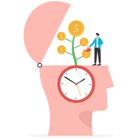 Businessman working on time is money  Illustration