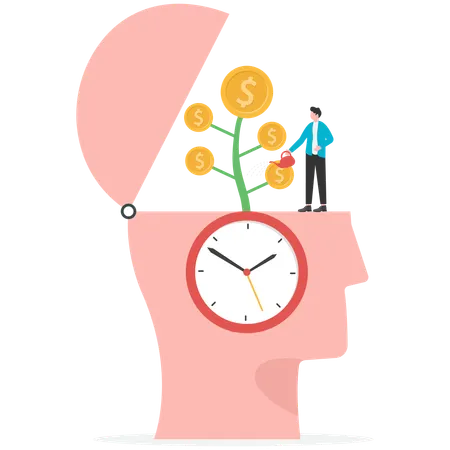 Businessman working on time is money  Illustration