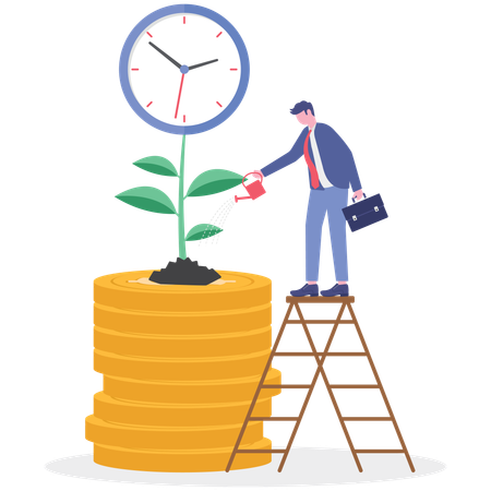 Businessman working on time management  Illustration