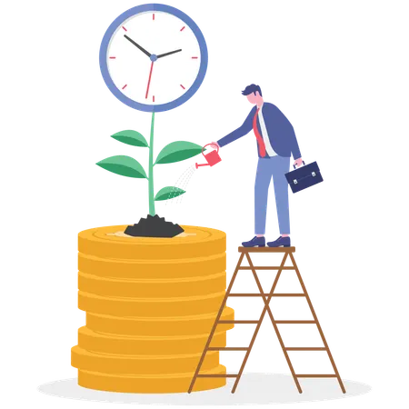 Businessman working on time management  Illustration