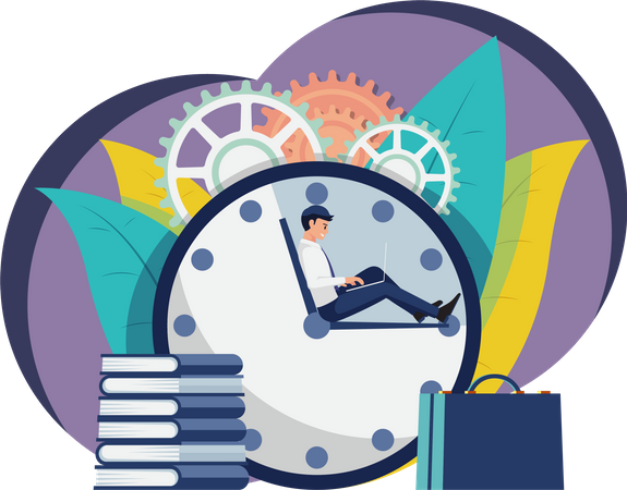 Businessman working on Time management Illustration