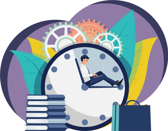 Businessman working on Time management Illustration
