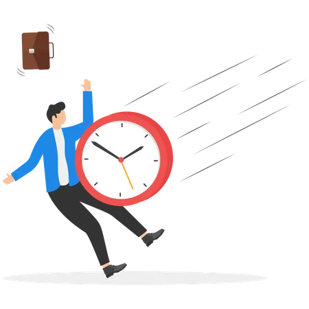 Businessman working on time management  Illustration