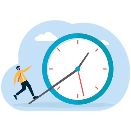 Businessman working on time management  Illustration