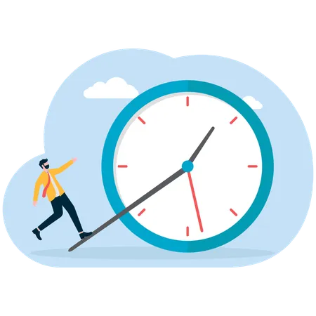 Businessman working on time management  Illustration