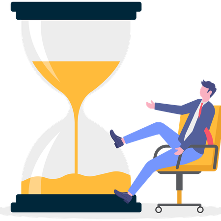 Businessman working on time management  Illustration