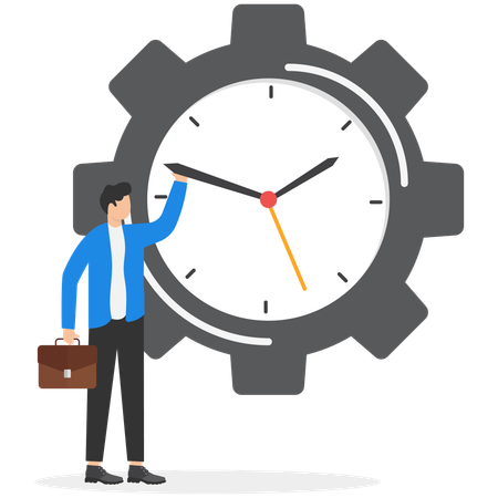Businessman working on time management  Illustration
