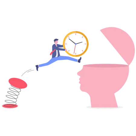 Businessman working on time management  Illustration
