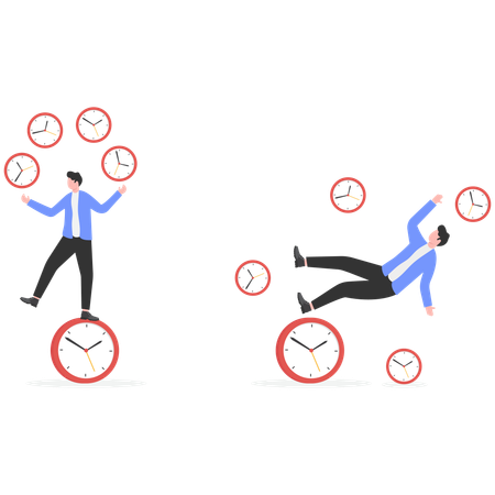 Businessman working on time management  Illustration