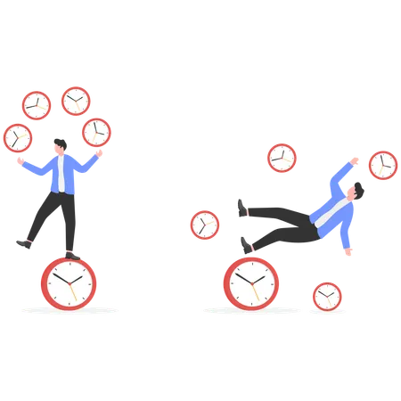 Businessman working on time management  Illustration