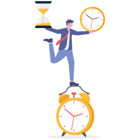 Businessman working on time managment  Illustration
