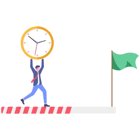 Businessman working on time progress  Illustration