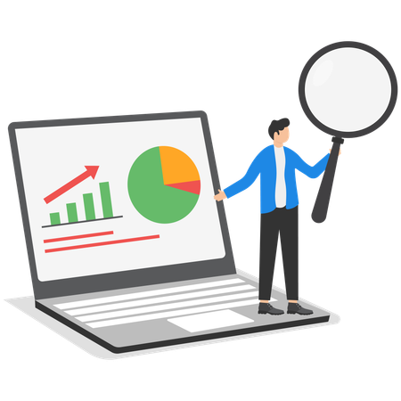 Businessman working on trend analysis  Illustration