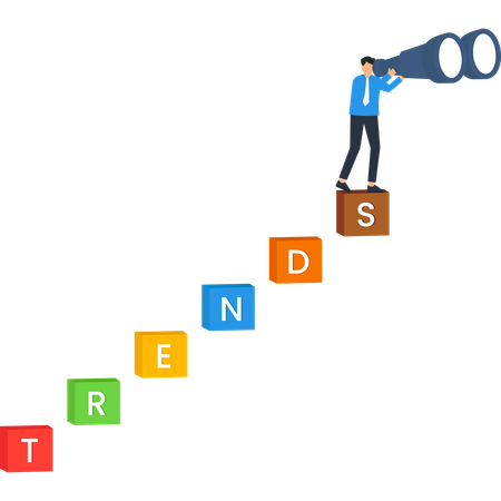 Businessman working on Trends Analysis  Illustration