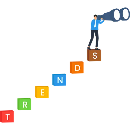 Businessman working on Trends Analysis  Illustration