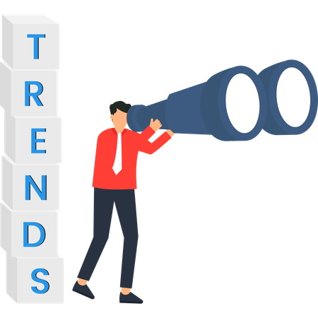 Businessman working on Trends Analysis  Illustration