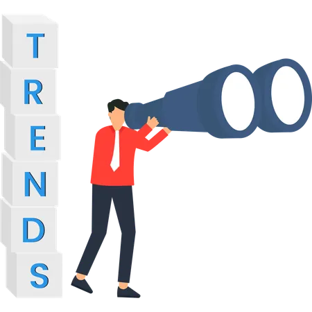 Businessman working on Trends Analysis  Illustration