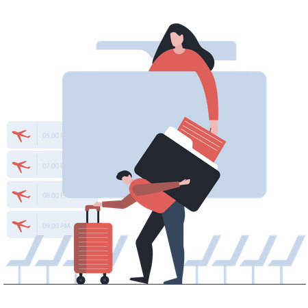 Businessman working on trip  Illustration