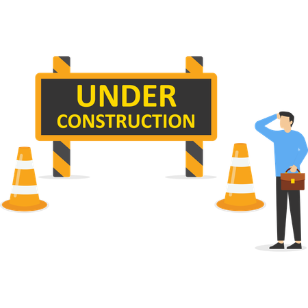 Businessman working on under construction website  Illustration