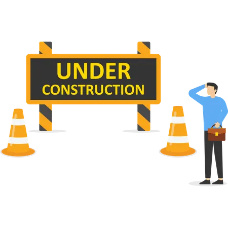 Businessman working on under construction website  Illustration