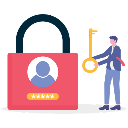 Businessman working on user account security  Illustration