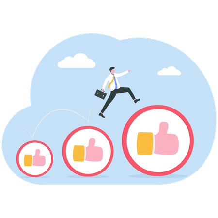 Businessman working on user feedbacks  Illustration