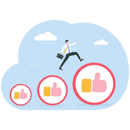 Businessman working on user feedbacks  Illustration