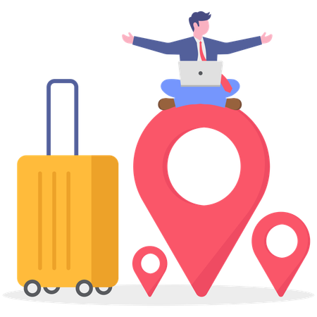 Businessman working on vacation  Illustration