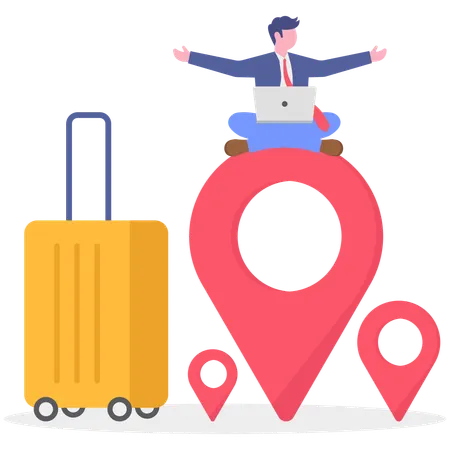Businessman working on vacation  Illustration
