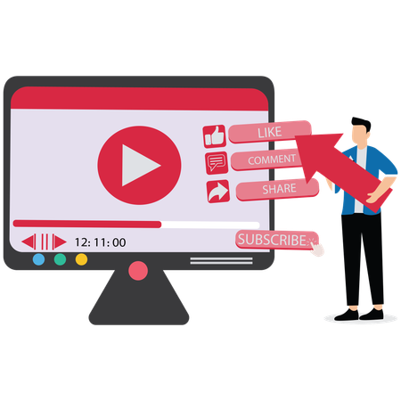 Businessman working on Video Marketing Strategy  Illustration