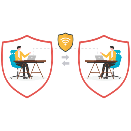 Businessman working on Virtual Private Network  Illustration