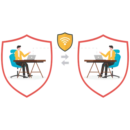 Businessman working on Virtual Private Network  Illustration