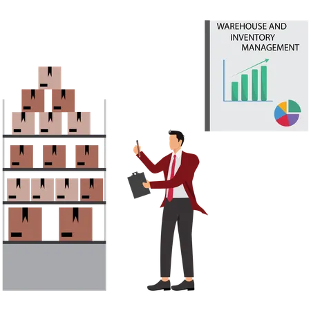 Businessman working on Warehouse and Inventory Management  Illustration