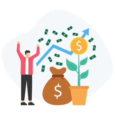 Businessman working on wealth building  Illustration
