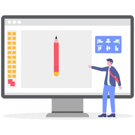 Businessman working on website designing.  Illustration