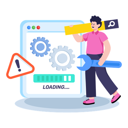 Businessman working on Website Maintenance  Illustration