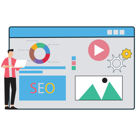 Businessman working on Website Optimisation for SEO  Illustration