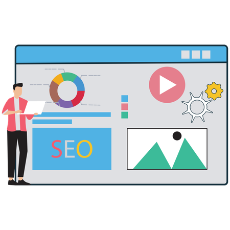 Businessman working on Website Optimisation for SEO  Illustration