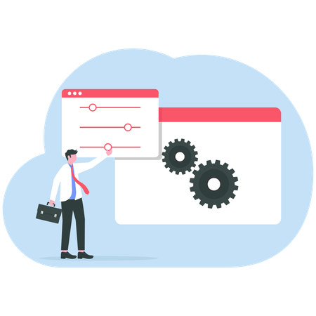 Businessman working on website setting  Illustration