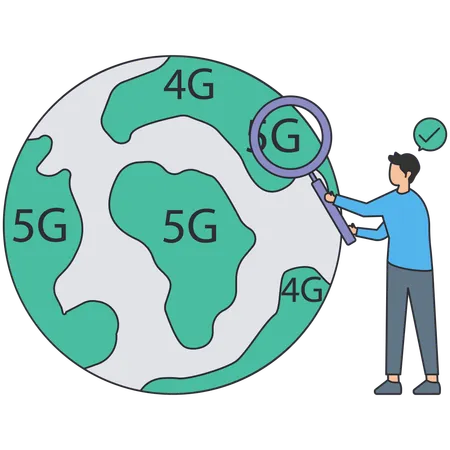 Businessman working on wireless connection  Illustration