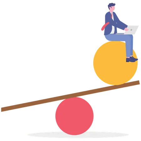 Businessman working on work life balance  Illustration