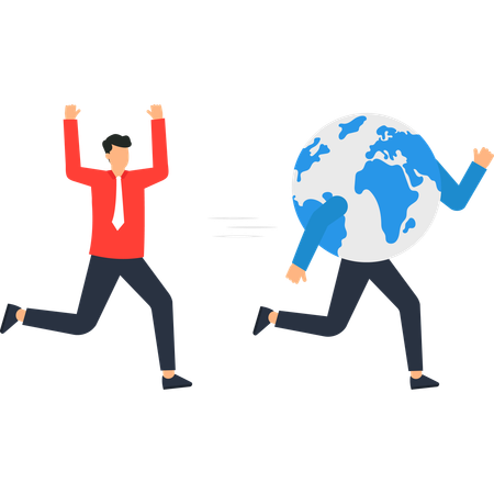 Businessman working on worldwide business expansion  Illustration