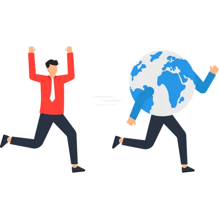 Businessman working on worldwide business expansion  Illustration