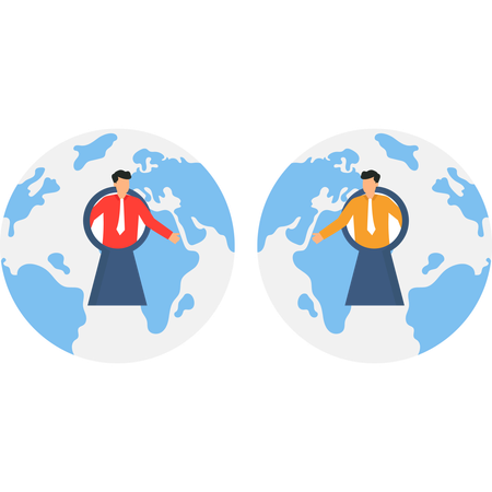 Businessman working on worldwide business expansion  Illustration
