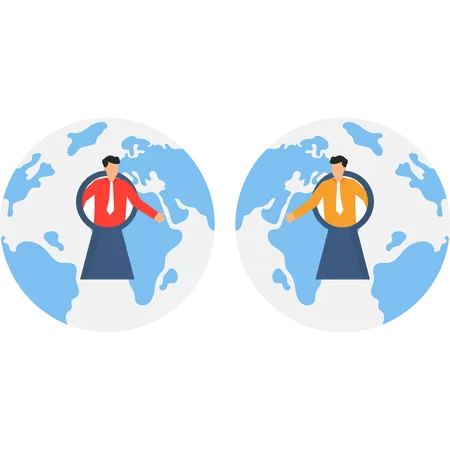 Businessman working on worldwide business expansion  Illustration